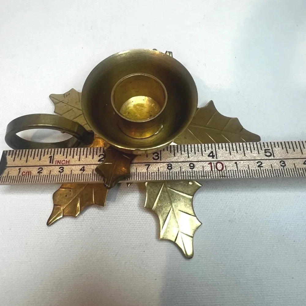 Solid Brass Leaf Leaves Taper Candle Holder Decor Vintage‎ Style Holiday Elegant